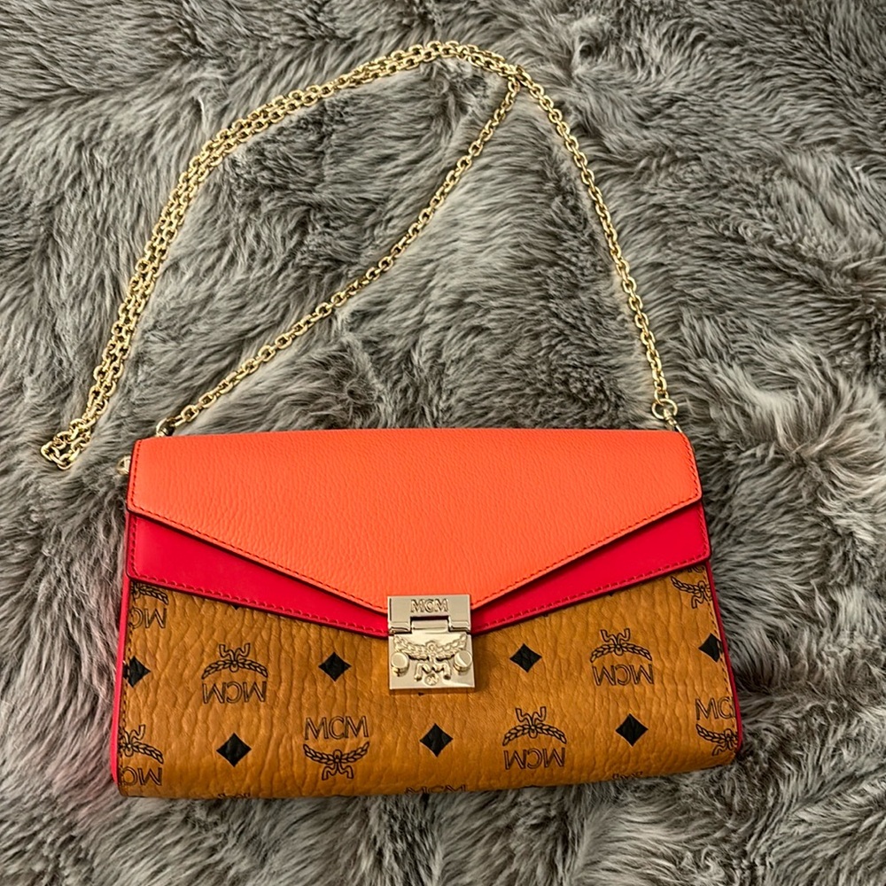 MCM Hot Coral Crossbody PERFECT CONDITION